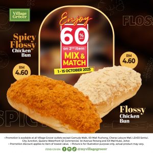Village Grocer Bakery Promotion: 60% OFF 2nd Item Mix & Match | 1-15 October 2025