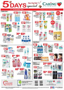CARiNG PHARMACY 5 Days Special Promotion (21 December 2018 - 25 December 2018)