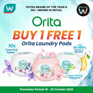 Watsons Orita Promotion: Buy 1 Free 1 Orita Laundry Pods | 16-20 Oct 2025