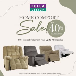 Fella Design Home Comfort Sale: 40% Off All Recliners | Until 31 Oct 2025