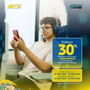KTM ETS Promotion: 30% Off KL Sentral to Kluang | 20 Oct – 30 Nov 2025