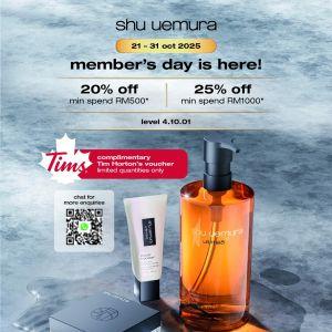 Shu Uemura Pavilion KL Member's Day Sale | 21-31 Oct 2025