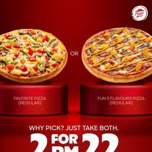 Pizza Hut 2 Regular Pizza for RM22 Promotion |22-28 Oct 2025