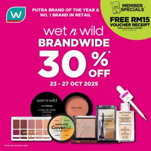 Watsons Wet N Wild Promotion: Brandwide 30% Off | 23-27 Oct 2025