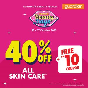 Guardian Promotion: 40% Off All Skin Care | 23-27 Oct 2025