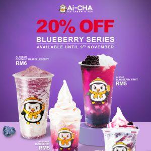 Ai-CHA Promotion: 20% Off Blueberry Series | until 9 Nov 2025
