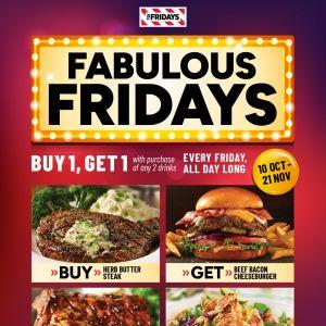 TGI Fridays Fabulous Fridays Promotion: Buy 1 Get 1 | 10 Oct – 21 Nov 2025