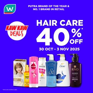 Watsons Promotion: 40% OFF Hair Care  (30 Oct - 3 Nov 2025)