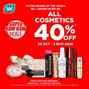 Watsons Promotion: 40% OFF Cosmetics  (30 Oct - 3 Nov 2025)