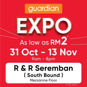 Guardian Expo Sale: As Low As RM2 at R&R Seremban | 31 Oct – 13 Nov 2025
