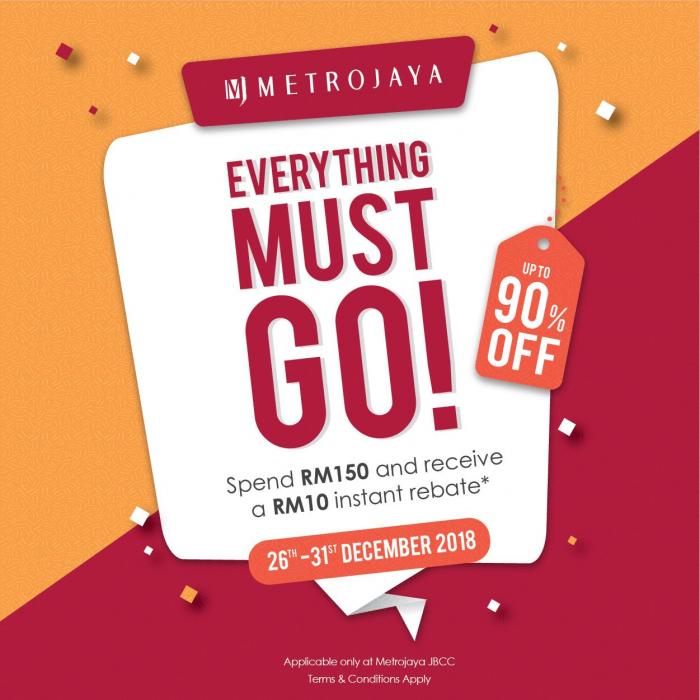 Metrojaya JBCC Move Out Sale Discount Up To 90% (26 December 2018 - 31 December 2018)