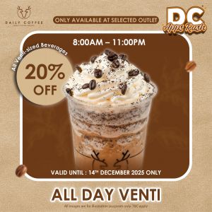 Daily Coffee Promotion: 20% Off All Venti Beverages | Until 14 Dec 2025