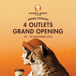 Auntea Jenny Grand Opening Promotion: Buy 1 Free 1 & 50% Off Fresh Milk Tea | 28 Nov – 4 Dec 2025