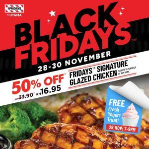 TGI Fridays 1 Utama Black Friday Promotion: 50% Off Signature Glazed Chicken | 28–30 Nov 2025
