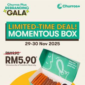 Churros Plus Rebranding Gala Promotion: RM5.90 Momentous Box Deal | 29–30 Nov 2025