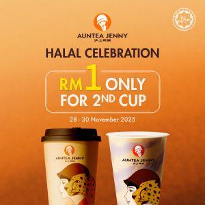 Auntea Jenny Halal Celebration Promotion: RM1 Second Cup | 28–30 November 2025