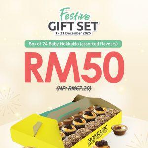 Hokkaido Baked Cheese Tart Festive Gift Set: Box of 24 Baby Hokkaido RM50 | 1–31 Dec 2025