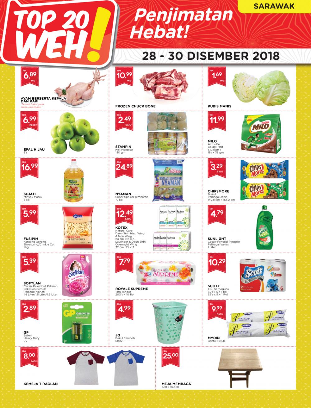 MYDIN TOP 20 WEH Promotion at Sarawak (28 December 2018 - 30 December 2018)