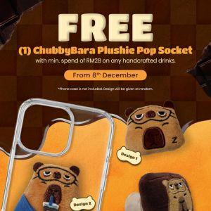 ZUS Coffee Free ChubbyBara Plushie Pop Socket: Handcrafted Drinks Promo | From 8 Dec 2025