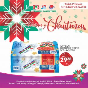 Billion & Pantai Timor Drinks Promotion: 100PLUS & F&N Seasons Christmas Deals | 13–23 Dec 2025