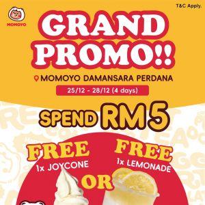 MOMOYO Damansara Perdana Grand Opening Promotion: Spend RM5 Free Joycone or Lemonade | 25-28 Dec 2025