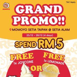 MOMOYO Setia Taipan Grand Opening Promotion: Spend RM5 Free Joycone or Lemonade | 25–28 Dec 2025