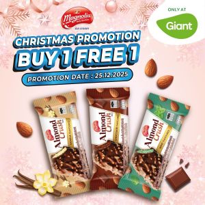 Giant Christmas Promotion: Buy 1 Free 1 F&N Magnolia Almond Crush Ice Cream | 25 Dec 2025