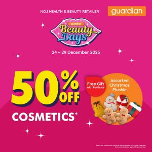 Guardian Promotion: 50% OFF Cosmetics Promotion | 24–29 Dec 2025