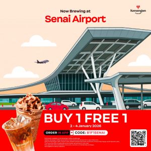 Kenangan Coffee Senai Airport Opening: Buy 1 Free 1 Promo | 2-4 Jan 2026
