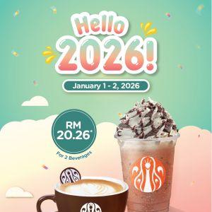 J.CO Donuts New Year Special: 2 Beverages for RM20.26 | 1-2 Jan 2026