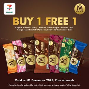 7-Eleven Buy 1 Free 1 Magnum Ice Cream: All Flavors Included | 31 Dec 2025