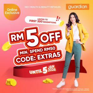 Guardian Online Exclusive: RM5 OFF Promo Code | Until 5 Jan 2026