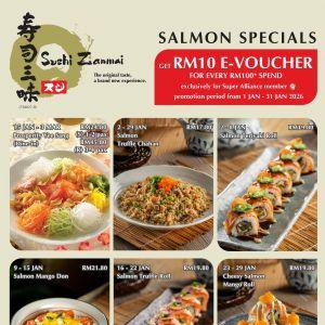Sushi Zanmai Salmon Specials & Yee Sang: Weekly Deals + RM10 Voucher | Jan 2026