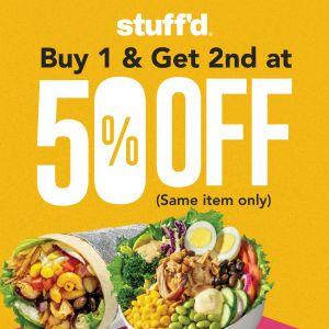Stuff'd Promotion: Buy 1 Get 2nd 50% OFF Burrito & Daily Bowl | 5-31 January 2026