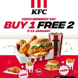 KFC Buy 1 Free 2 Promotion: Kepci Members' Day Delivery Exclusive | 9-11 January 2026