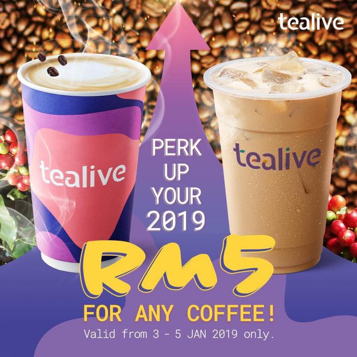 Tealive Coffee for RM5 only (3 January 2019 - 5 January 2019)