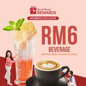 Secret Recipe Rewards: RM6 Beverage with Main Course Promo | Member Exclusive