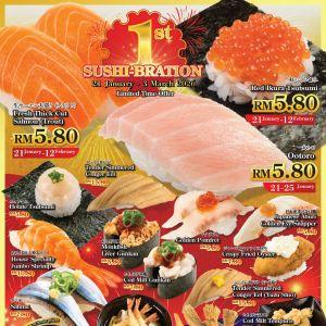 Sushiro 1st Anniversary Sushi-bration: Ootoro & Salmon from RM5.80 | 21 Jan - 3 Mar 2026