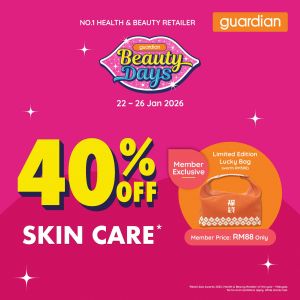Guardian Promotion: 40% OFF Skin Care Deals | 22-26 January 2026