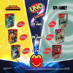 McDonald’s Happy Meal UNO x Anime Toys: My Hero Academia & SPY x FAMILY | 22 Jan – 11 Feb 2026
