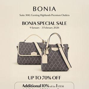 Bonia Special Sale: Up to 70% Off + Extra 30% Savings at Genting Highlands Premium Outlets | 9 Jan - 3 Feb 2026