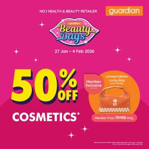 Guardian Promotion: 50% OFF Cosmetics Sale | 27 Jan - 4 Feb 2026