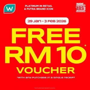 Watsons Free RM10 Voucher Promotion: With Any Purchase | 29 Jan - 3 Feb 2026
