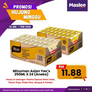 Maslee Express Weekend Promo: CNY Drinks Deals (Yeo's, 100Plus) | 30 Jan - 1 Feb 2026